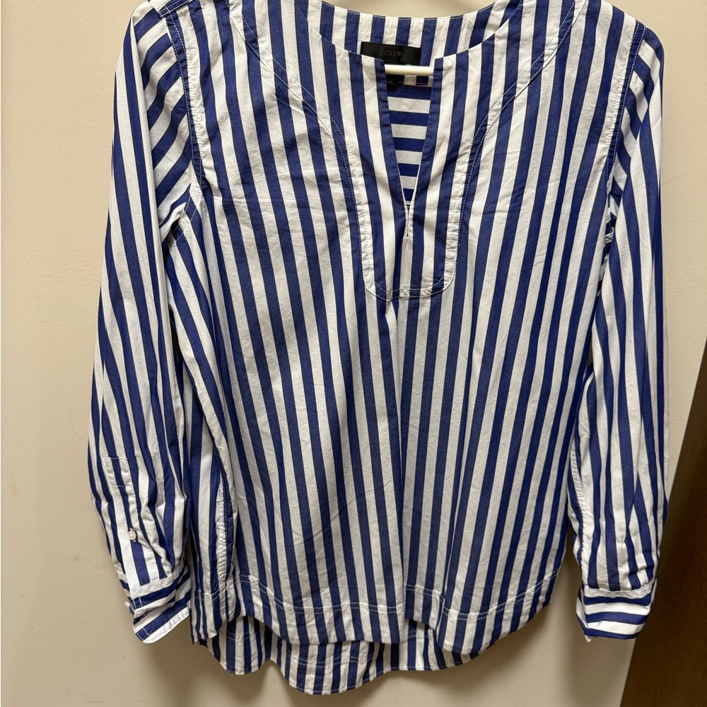 Jcrew Blue and White Striped Women's Top